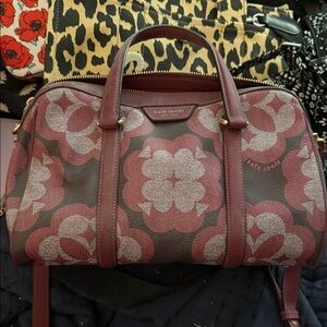 Kate Spade Maroon and Gray Patterned Satchel